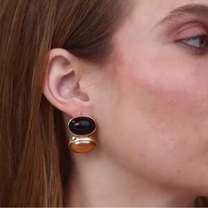 New! Lucite Black and Gold Earrings (6788)